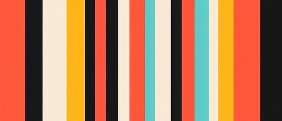 Wall Mural - a colorful striped pattern with black and white stripes