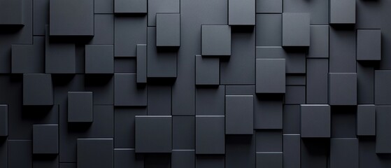 Sticker - A black and white image of a wall made of black squares