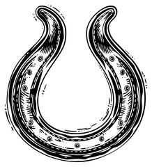 Poster - PNG Vintage horseshoe illustration for luck