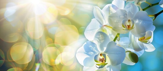 Wall Mural - Beautiful White Orchid In The Sun