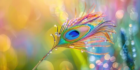 Sticker - Close up of a Peacock s Crest Flower in a Garden with Soft Focus