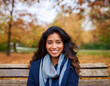 © Ranta Images - Happy Woman's Autumn Portrait: Outdoor Headshot with Smiling Expression and Copyspace