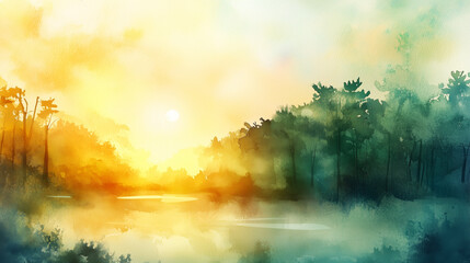 Wall Mural - baptism sky, sunset in the forest