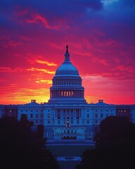 USA Capitol building at sunset