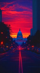 Wall Mural - Background with USA Capitol building