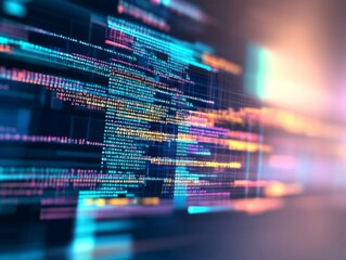 Wall Mural - high-resolution abstract background with blurred computer code and programming language, featuring c