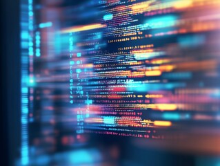 Wall Mural - high-resolution abstract background with blurred computer code and programming language, featuring c