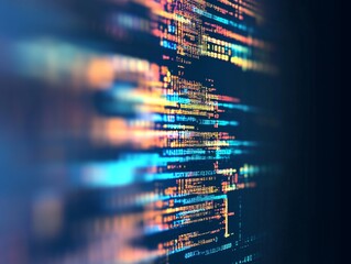 Wall Mural - high-resolution abstract background with blurred computer code and programming language, featuring c
