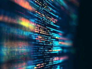 Wall Mural - high-resolution abstract background with blurred computer code and programming language, featuring c