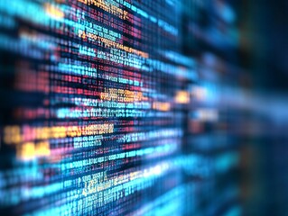 Wall Mural - high-resolution abstract background with blurred computer code and programming language, featuring c