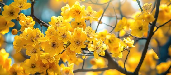 Sticker - Yellow Flowers Blossom Tree