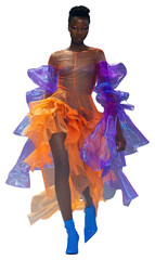 Sticker - PNG Vibrant futuristic fashion runway model