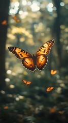 Butterfly flying in nature, cinematic lighting