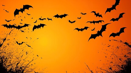 Canvas Print - halloween background with bats