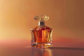 Wall Mural - A perfume bottle sits alone on a table, waiting to be used