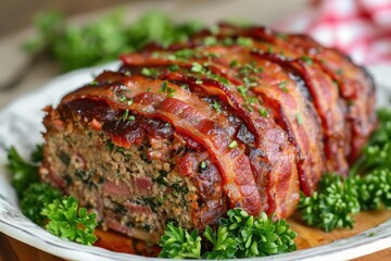 Canvas Print - Bacon wrapped meatloaf