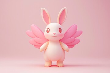 Sticker - Cute Pink Bunny with Wings