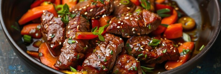 Hawaiian Steak Stir Fry with Carrots and Vegetables in a delectable Glaze