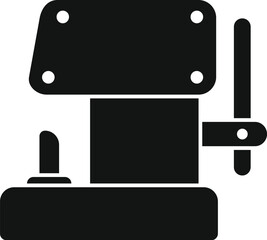 Poster - Simple vector illustration of a metalworking machine pressing metal detail in black silhouette style for industrial design