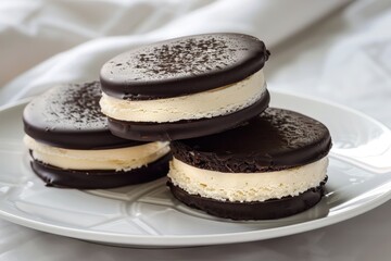 Wall Mural - Black and white chocolate alfajores on plate