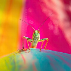 Wall Mural - Cricket isolated on colorful background