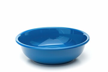 Sticker - Blue bowl for pets Plate for cats and dogs on white background