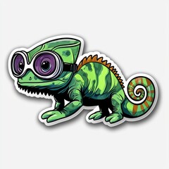 Poster - Cartoon Chameleon Wearing Goggles