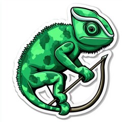 Sticker - Chameleon with Bow and Arrow Cartoon Character Illustration