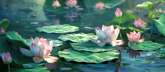 Poster - Beautiful Lovely Lotus Flowers Picture