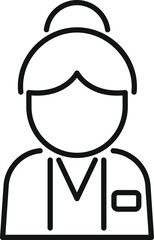 Poster - Simple outline icon of a female doctor wearing a lab coat with a badge