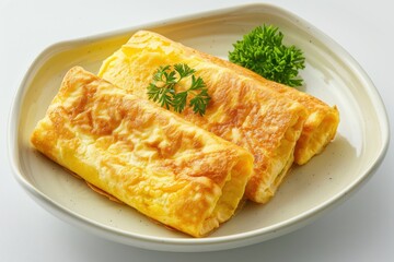 Poster - Japanese sweet omelette on a white surface