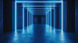 © ZattaVoga - blue led neon light tunnel corridor interior hallway futuristic architecture
