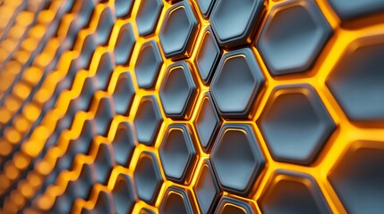 Canvas Print - Abstract Hexagon Pattern with Glowing Lines.