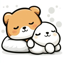 Wall Mural - Cute Bear and Seal Sleeping Together