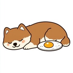 Poster - Cute Dog Sleeping On a Fried Egg