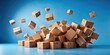 © Collection - Cardboard boxes falling on blue background, isolated setting for shipping and storage themes