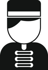 Wall Mural - Black and white vector icon of a concierge wearing a uniform, representing hotel services and customer assistance