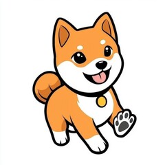 Canvas Print - Cute Cartoon Shiba Inu Dog Illustration