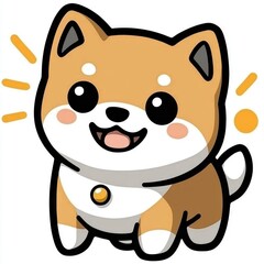 Canvas Print - Cute Cartoon Shiba Inu Dog with Big Eyes Smiling