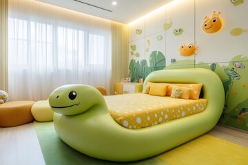 Wall Mural - Year of the Snake Children's Bedroom Ideas by Year of Birth This cute, snake-shaped bed provides comfort and unique charm. This fun design adds a modern and lively atmosphere.