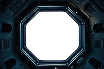 Sticker - PNG futuristic space station window mockup, transparent design