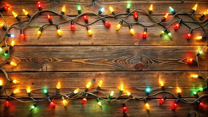 Wall Mural - Christmas background with festive holiday lights in background providing copy space