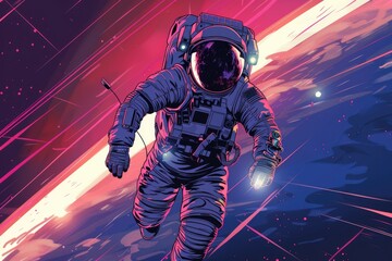 Wall Mural - space suit-clad astronaut soaring through the cosmos, no planets or stars in view