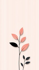 Poster - Minimalist Branch with Pink and Black Leaves on a Pink Background