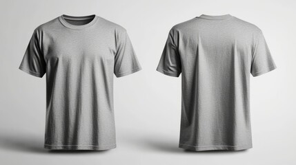 Wall Mural - Gray T-Shirt Mockup, Front and Back Views