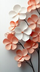 Poster - Delicate Peach and White Paper Flowers