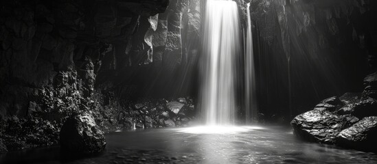 Black And White Slow Exposure Waterfall