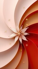 Wall Mural - Abstract Flower Design with Swirling Layers and Golden Stars