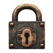 © Aventurine - Vintage padlock with key, security, antique, retro, clipart, white background, high quality