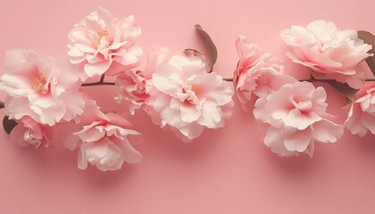 Wall Mural - Delicate Pink Flowers on a Soft Pink Background